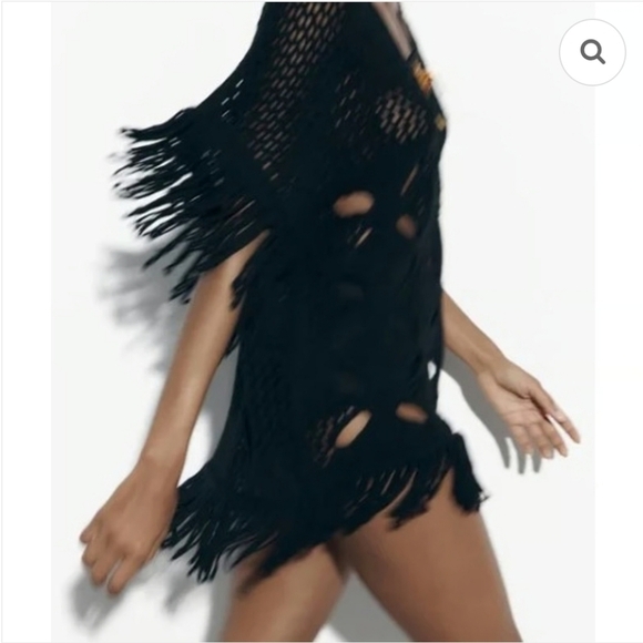 ZARA Black Crochet Sweater Or Cover-Up (S/M) - Picture 2 of 8